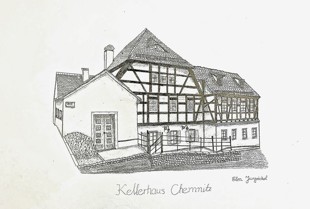 Junge Menschen zeichnen Chemnitzer Gebäude - Kellerhaus von Elea Jungnickel. Foto: Elea Jungnickel