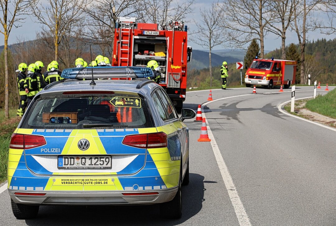 Unfall auf S275: Zwei Verletzte nach Kollision mit Baum - Auf der S275 kam es zu einem Verkehrsunfall. Foto: Niko Mutschmann