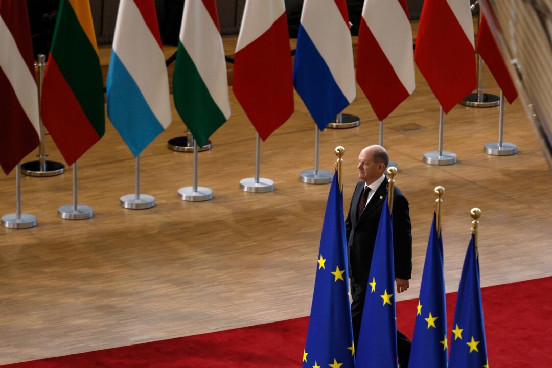 Weltkrisen statt Wettbewerbspolitik: Der EU-Gipfel - Bundeskanzler Olaf Scholz beim EU-Gipfel in Brüssel.