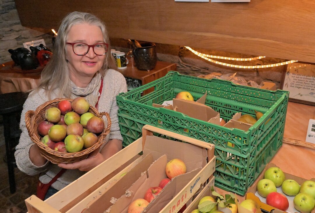 1. Lößnitzer Apfelmarkt auf dem Gelände der Dampfbrauerei Schwartz - Anja Markert gehört zu den Initiatoren vom Apfelprojekt Lößnitz und ist selbst schon gespannt auf den 1. Apfelmarkt. Foto: Ralf Wendland
