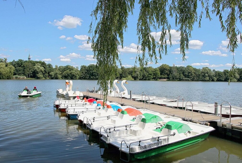 25 coole Freizeit-Tipps für Zwickau - Die Bootsstation am Schwanenteich leiht Tretboote aus. Foto: Stadt Zwickau