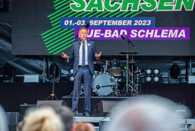 29. Tag der Sachsen in Aue-Bad Schlema wurde am Freitag eröffnet - Tag der Sachsen 2023 in Aue-Bad Schlema. Foto: Georg Ulrich Dostmann