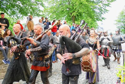 31. Wolkensteiner Burgfest begeistert Tausende Besucher - Mittelalterliche Musik darf natürlich nicht fehlen. Foto: Andreas Bauer
