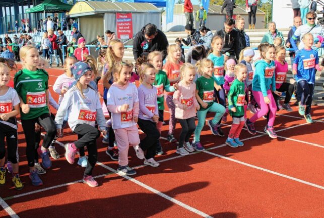 39. Herbstlauf: Traditionsreiche Laufveranstaltung in Freiberg - Kleine Sportlerinnen durften sich auch auspowern. Foto: Renate Fischer