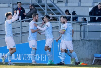 4:1-Erfolg: Chemnitzer FC bleibt in der Erfolgsspur - 1:0! Torjubel beim CFC. Foto: Harry Härtel/Haertelpress