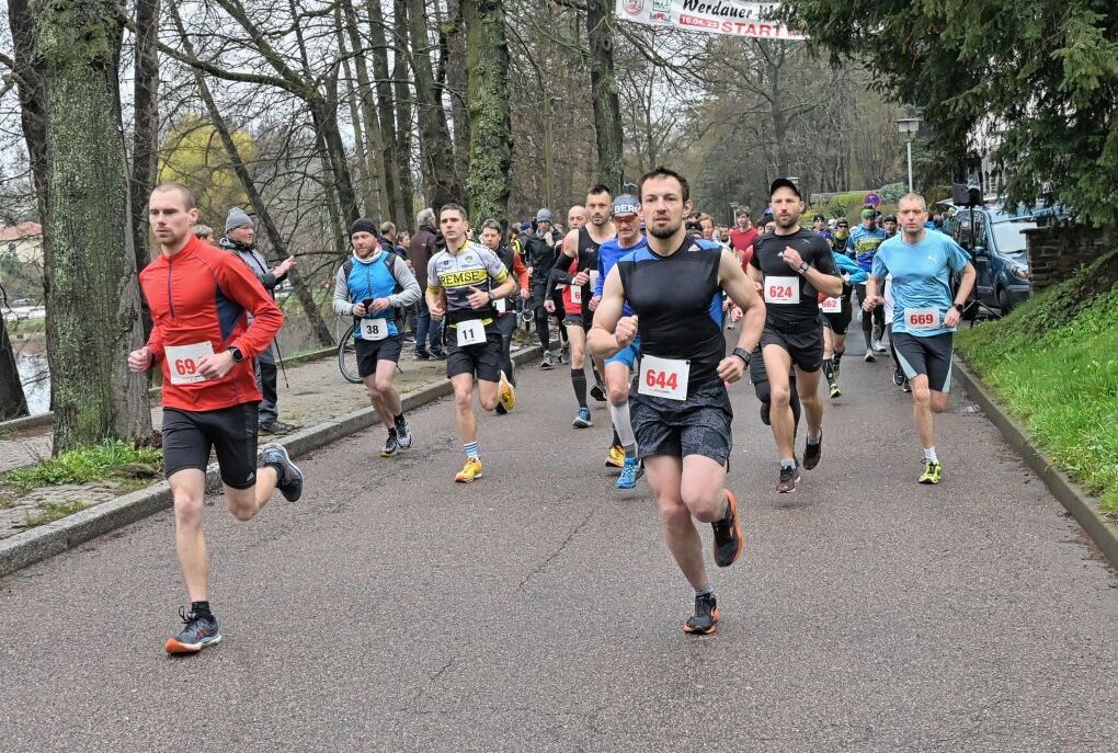 44. Werdauer Waldlauf mit 359 Finishern - 44. Werdauer Waldlauf - Start zum Marathon und Halbmarathon. Foto: Ralf Wendland