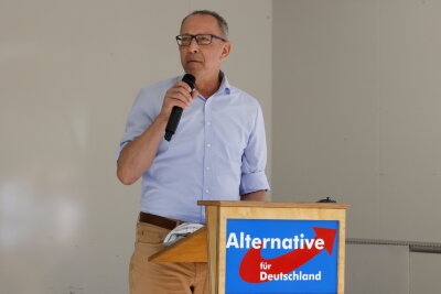 AfD-Spitzenkandidat Krah macht Wahlkampf in Chemnitz - Die AfD ist bei der Demo vertreten. Foto: Jan Härtel