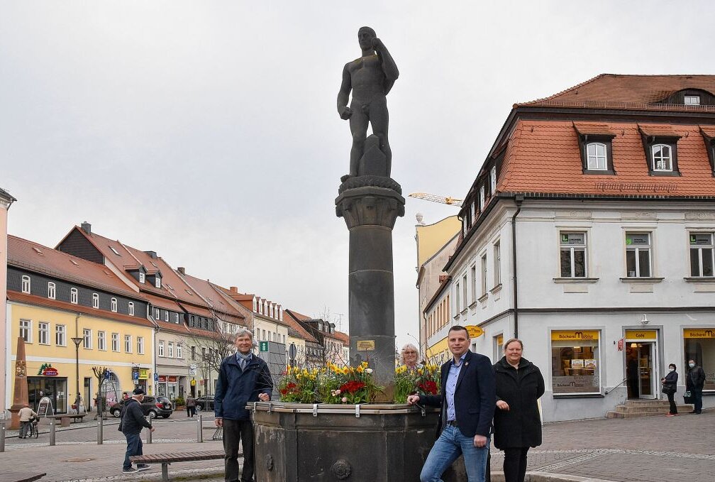 Ein 100-jähriger Jubilar: der Frankenberger Marktbrunnen. Foto: Uwe Schönberner