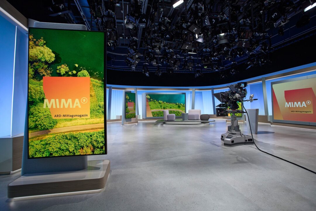 ARD-"Mittagsmagazin" wird künftig in sächsischem Studio produziert - TV-Studio auf dem Gelände des MDR für die Sendung "Mittagsmagazin".