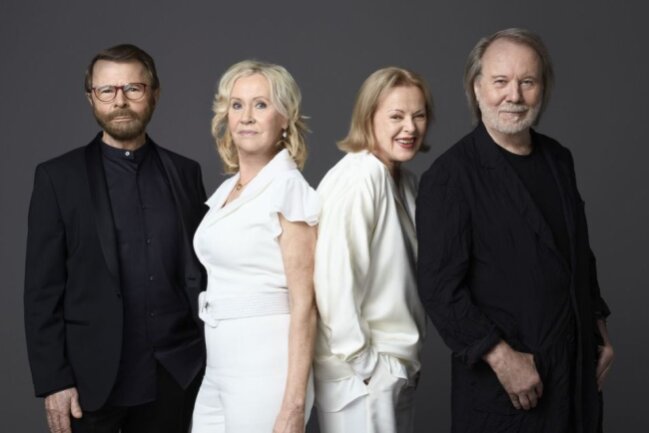 Zu viert sieht man ABBA nur selten. Von links: Björn Ulvaeus, Agnetha Fältskof, Anni-Frid Lyngstad und Benny Andersson.