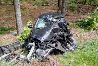 Auto prallt gegen Baum: Ein Schwerverletzter - Auf der S223 ereignete sich ein Verkehrsunfall. Foto: Harry Härtel/haertelpress