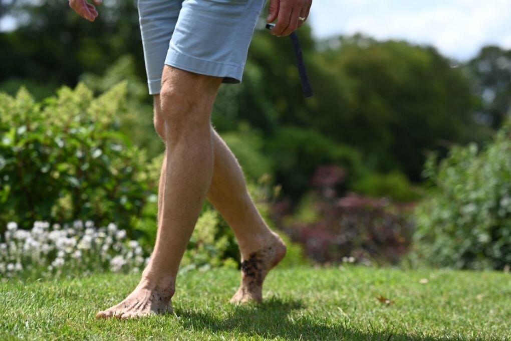 Barfuß laufen: Gut für den ganzen Körper - Gras geht auch: Wer auf unterschiedlichen Untergründen mit nackten Füßen läuft, tut auch was für die Wirbelsäule.