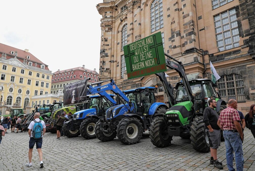 Am Mittwoch gab es in Dresden Bauernproteste gegen die EU-Düngemittelpolitik. Foto: Roland Halkasch