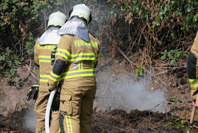 Bei Waldbrandstufe 5: Mann verbrennt Grünzeug im Garten - Heute rückte die Feuerwehr nach Grimma aus, um eine gefährliche Brandaktion zu beenden. Foto: Sören Müller