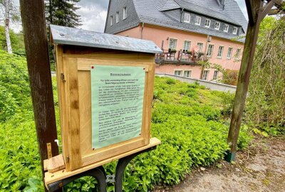 Bienen-Schaukasten im Kräutergarten aufgestellt - Im Kräutergarten oberhalb des Karl-Aurand-Hauses in Bad Schlema ist ein Bienen-Schaukasten aufgestellt worden. Foto: Ralf Wendland