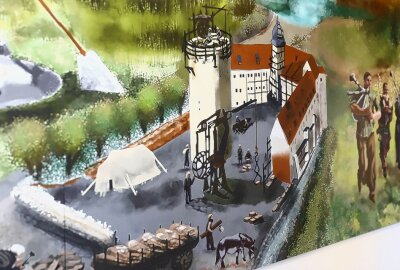"Bilderzeitleiste" auf Schloss Wildeck eröffnet - Die Bilderzeitleiste zeigt Ausschnitte aus der Zschopauer Stadtgeschichte. Foto: Thomas Fritzsch/PhotoERZ
