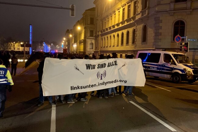Demonstration "Linksunten verteidigen" in Leipzig. 