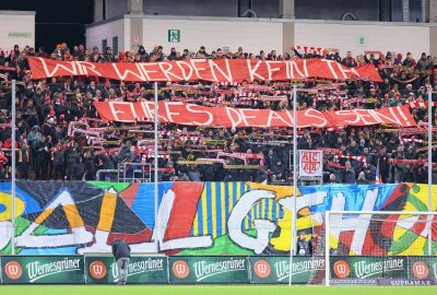 Böser Black-Out in Schlussminute für den FSV - Fans des FSV Zwickau. Foto: PICTURE POINT / S. Sonntag