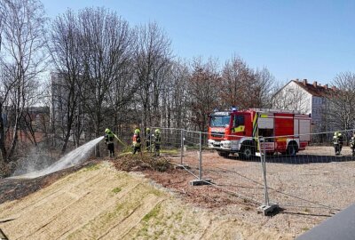 Brand am Bahndamm im Chemnitzer Ortsteil Bernsdorf - Die Feuerwehr löschte den Brand. Foto: Harry Härtel/haertelpress