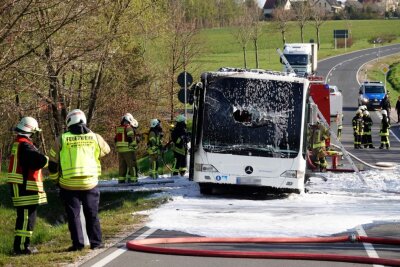 Der ausgebrannte Linienbus. Foto: Harry Härtel