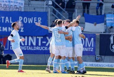 Chemnitzer FC bleibt gegen Hertha weiter in der Erfolgsspur - Torjubel beim CFC. Foto: Harry Härtel