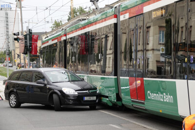 Crash auf Kreuzung: PKW von Straßenbahn erfasst - Als die Opelfahrerin nach links abbiegen wollte, wurde sie von einer Citybahn erfasst. 