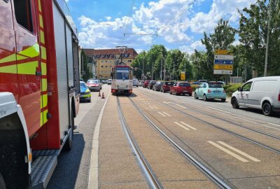 Crash in Zwickau: Frau kracht gegen Strommast - Frau kommt von Fahrbahn ab und kracht gegen einen Strommast. Foto: Mike Müller