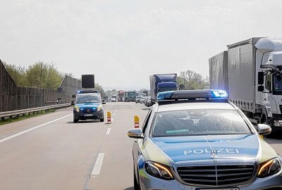 Crash zweier LKW: Stau auf A4 zwischen Frankenberg und Hainichen - Es bildete sich ein Stau auf der A4 in Fahrtrichtung Dresden. Foto: Chempic