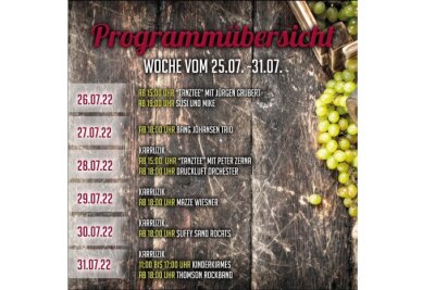 Das ist das musikalische Rahmenprogramm zum Chemnitzer Weinfest - Das Programm für den 25. bis 31.07. Foto: Weinfest Chemnitz