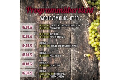 Das ist das musikalische Rahmenprogramm zum Chemnitzer Weinfest - Das Programm für den 01. bis 07.08. Foto: Weinfest Chemnitz