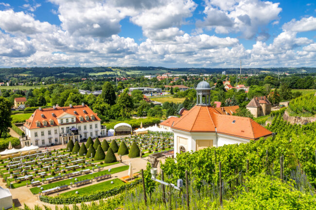 Schloss Wackerbarth in Dresden ist eines der bekanntesten Weinguts in Sachsen.