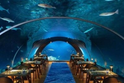 Das sind die 5 verrücktesten Bars der Welt - Ein Dinner unter dem Meer. Das geht im Hurawalhi Island Resort auf den Malediven. Foto: Facebook: @hurawalhi