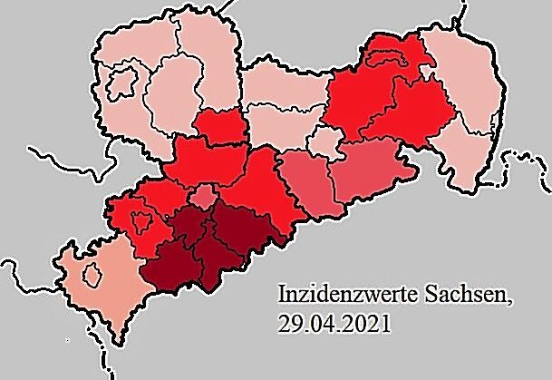 Das sind die Corona-Inzidenzwerte für den 29. April - Die Corona-Inzidenzwerte für Sachsen am 29.04.2021. Foto: Redaktion
