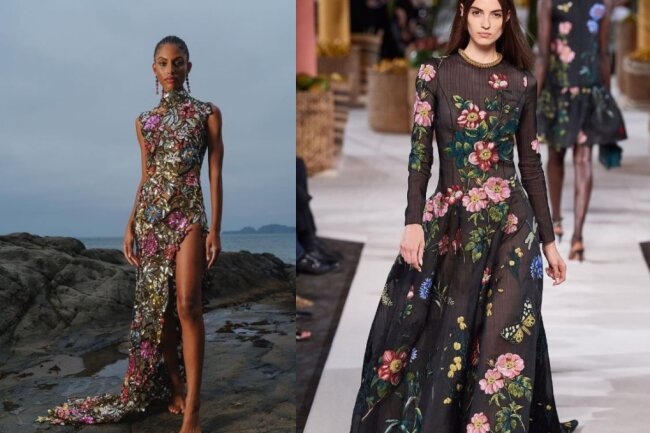 Die Modemarke oscardelarenta zeigte bereits auf der Fashion Week, wie Blumen in 2023 modisch neu erfunden werden.
