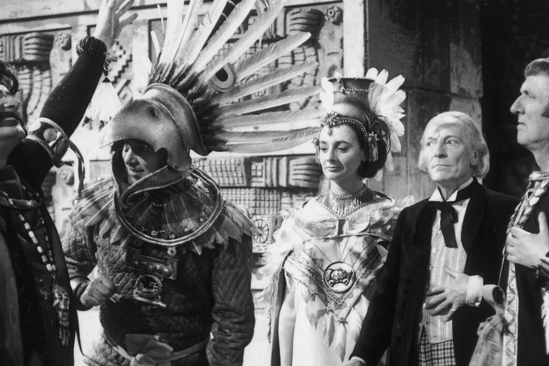 "Doctor Who"-Legende William Russell verstorben - Eine alte Folge der Erfolgsserie: William Russell (Zweiter von links) spielte als Ian Chesterton an der Seite von Doctor Who (William Hartnell, Zweiter von rechts).