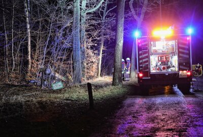 Dramatischer Unfall auf der S194: Polo überschlägt sich im Wald - Der Polofahrer wurde verletzt und ins Krankenhaus eingeliefert. Foto: Roland Halkasch