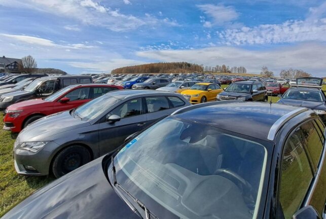 Drebacher Krokusblüte wirkt wie ein Magnet - Bis zum Mittag standen bereits über 300 Autos auf dem Parkplatz. Foto: Andreas Bauer