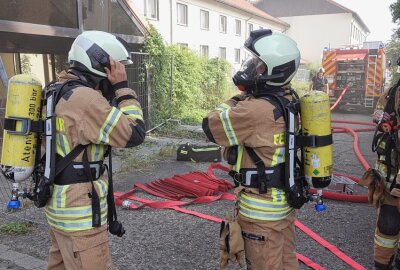 Dritter Brand in wenigen Tagen: Ehemaliges Hotelgebäude betroffen - In Freital kam es am Donnerstag zum dritten Brand in einem ehemaligen Hotelgebäude. Foto: Roland Halkasch