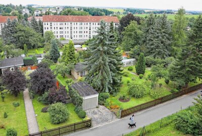 Eine Kleingartenanlage ohne Namen: 13 Parzellen nach wie vor begehrt - Die einstige Bodenreformfläche ist heute von der Bebauung des Fritz-Heckert-Rings eingebettet. Foto: Michel