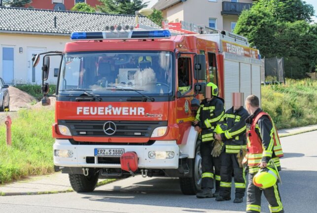 Die Einsatzkräfte sicherten den Bereich stellten den Brandschutz sicher und informierten den Energieversorger. Foto: Niko Mutschmann