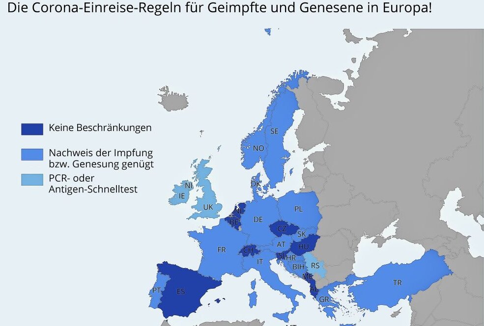 Endlich Urlaub! Diese Einreisebestimmungen gelten in Europa - Einreisereglungen für Geimpfte und Genesene in Europa Foto: ADAC