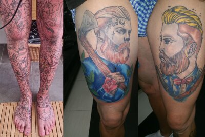 Enrico (36) aus Hartha: Tattoos, Unternehmergeist und eigene Mode - Enrico (36) hat verschiedene Tattoo-Stile auf seiner Haut.