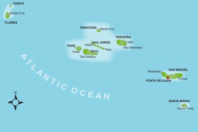 Europäisches Hawaii: Urlaub auf den Azoren - Die Azoren liegen mitten im Atlantik. Man fliegt von Nürnberg oder Frankfurt in 4,5 Stunden direkt auf die Insel São Miguel.