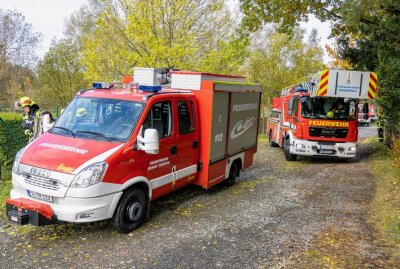 Feuerwehreinsätze nach Sturm im Vogtland - : Feuerwehreinsatz Treuen am Tierheim.  Foto: blst/David Rötzschke