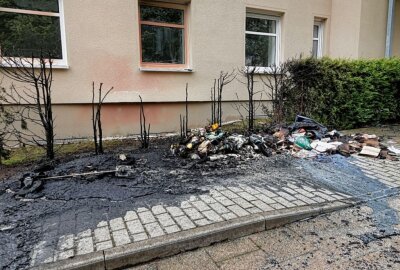 Flammen schlugen über: zehn Container ausgebrannt - In der Nacht zum Dienstag musste die Feuerwehr in Chemnitz wiederholt zu Containerbränden ausrücken. Foto: Harry Haertel