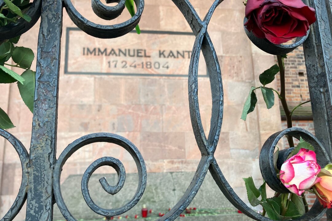 Frieden denken: Immanuel Kant bleibt aktuell - Blumen schmücken die Grabstelle von Immanuel Kant in Kaliningrad.