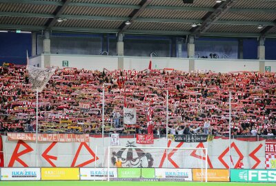 FSV Zwickau und Chemie Leipzig teilen sich die Punkte - Fans des FSV Zwickau. Foto: PICTURE POINT / Gabor Krieg