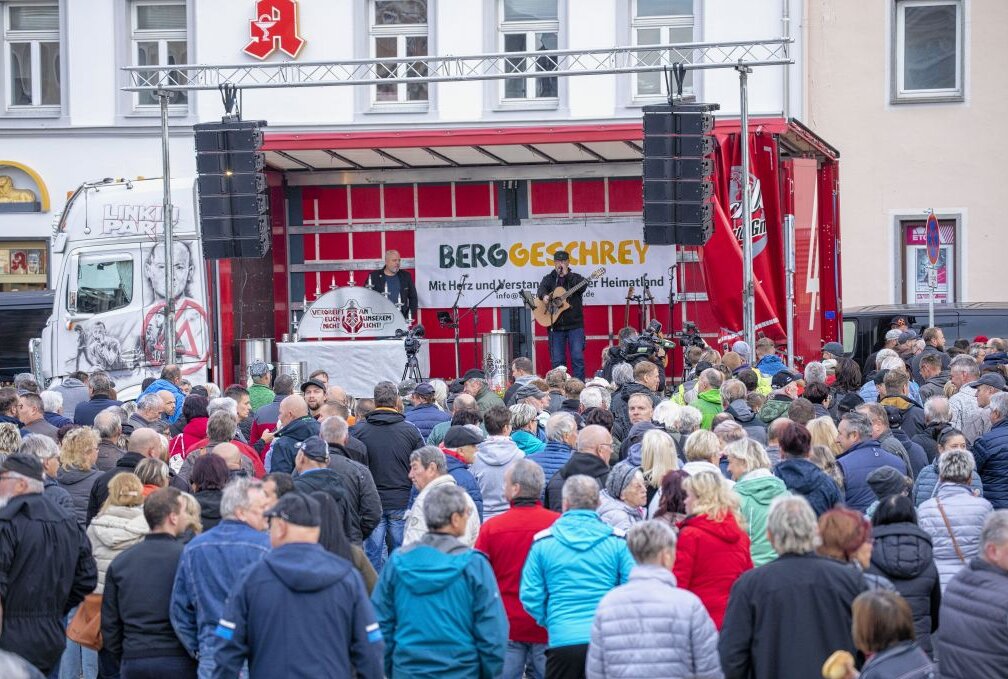 Gaspreisbremse: Großprotest der mittelständischen Unternehmen im Erzgebirge - Protestaktion der mittelständischen Unternehmen im Erzgebirge. Foto: Bernd März