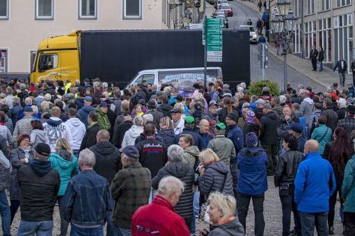 Gaspreisbremse: Großprotest der mittelständischen Unternehmen im Erzgebirge - Protestaktion der mittelständischen Unternehmen im Erzgebirge. Foto: Bernd März
