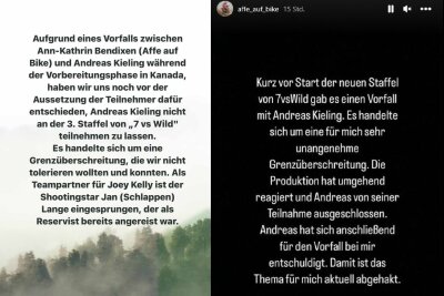 Grenzüberschreitung bei "7 vs. Wild": Andreas Kieling von Produktion ausgeschlossen - Die Statements der Produktion (l.) und von Ann-Kathrin (affe auf bike, r.). Credit: Instagram @7vswild @affe_auf_bike